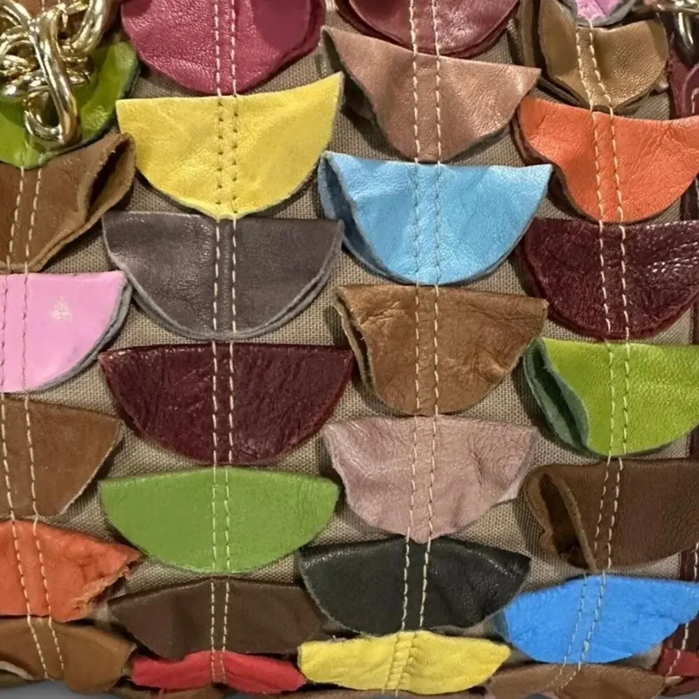 Magic Bags Multicolor Leather Patchwork Hobo Chain Handle Shoulder Bag